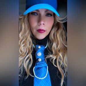 Elegant Blue Tie with Pearl Accents